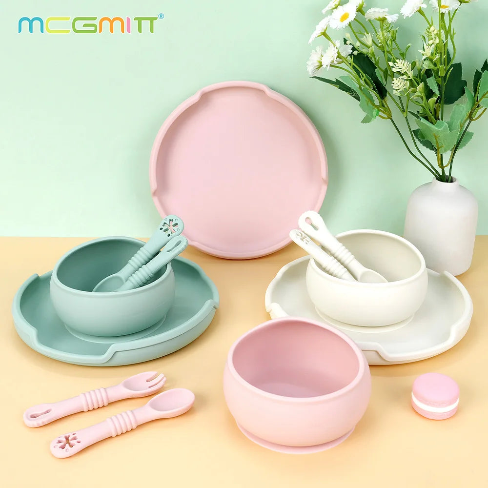 Baby Silicone Tableware Set with Bowl Spoon Fork