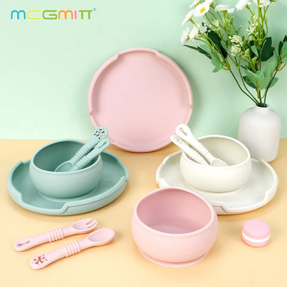 Baby Silicone Tableware Set with Bowl Spoon Fork