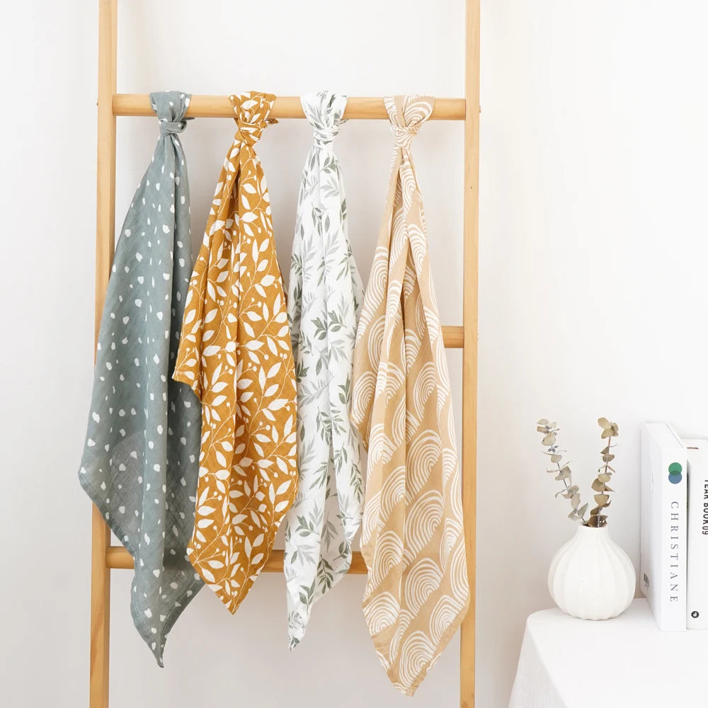 Cotton Muslin Baby Bib and Burp Cloth Scarf Set