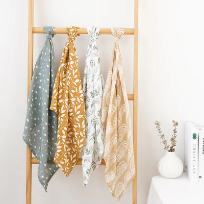 Cotton Muslin Baby Bib and Burp Cloth Scarf Set