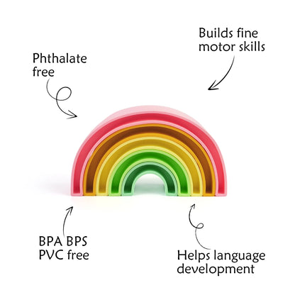 Silicone Rainbow Building Blocks Montessori Learning Toy