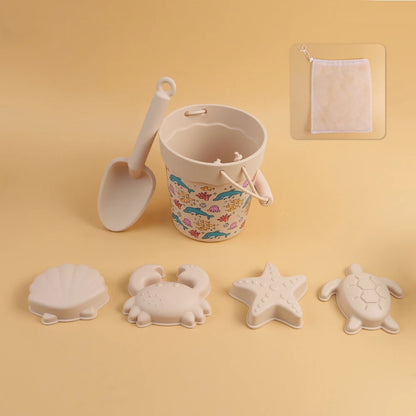 Silicone Beach Toy Set with Bucket Shovel and Sand Molds