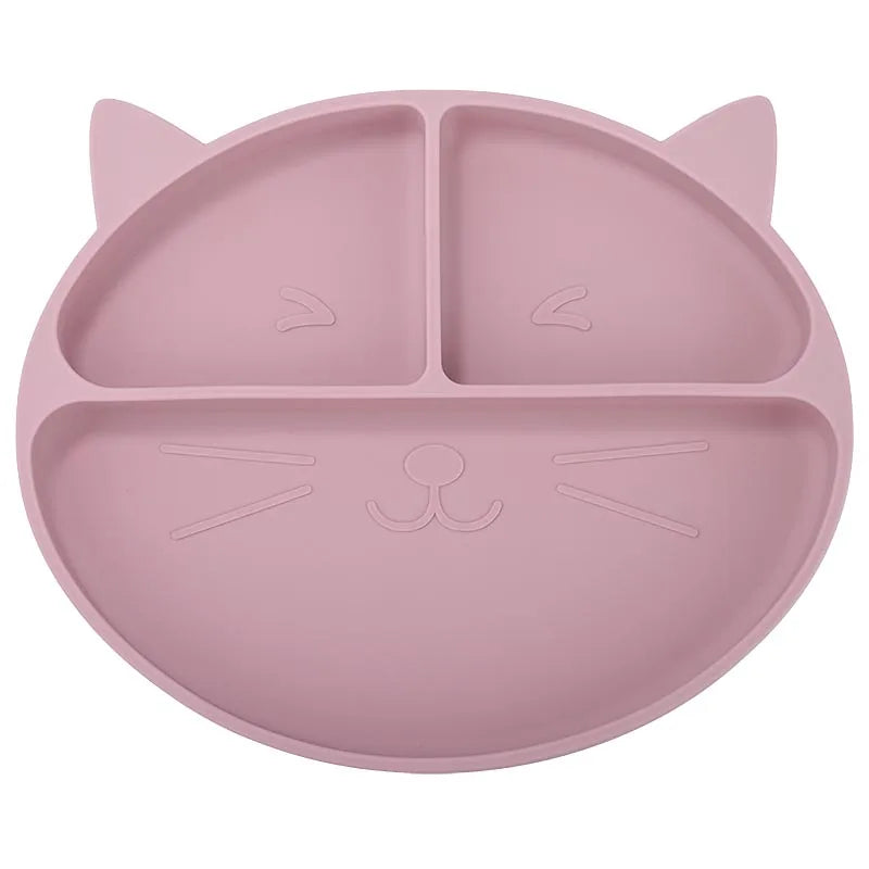 Baby Tableware Set Silicone Feeding Plate Bowl Spoon Fork