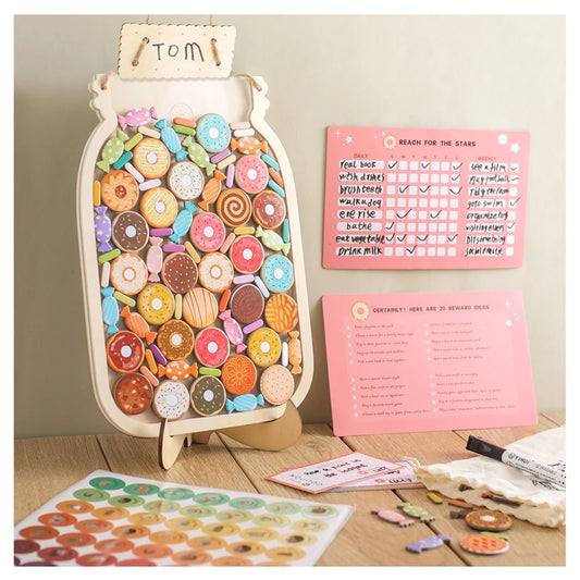 Kids Reward Jar with Stars and Dinosaur Chore Chart Gift