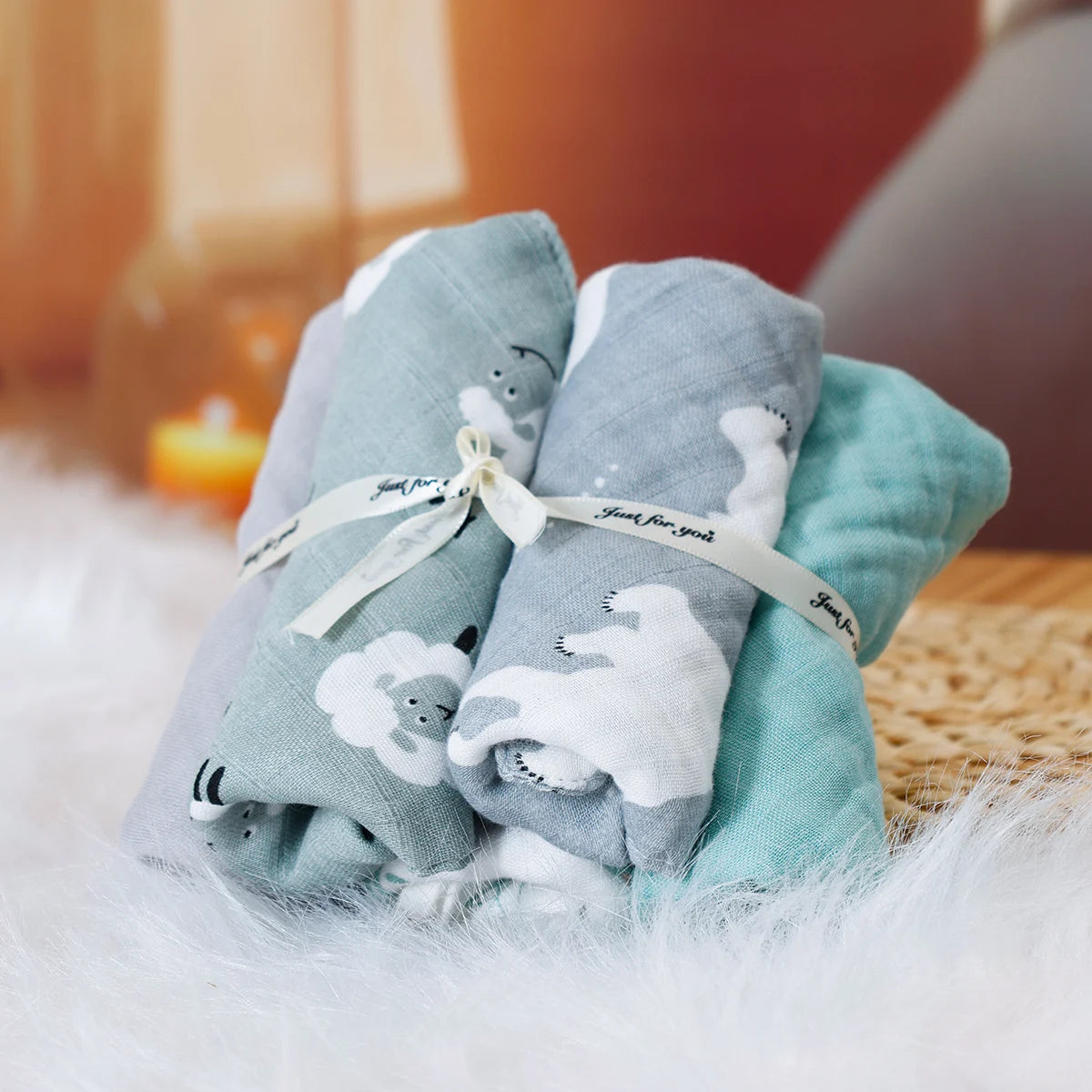 Bamboo Cotton Muslin Baby Towel and Burp Cloth Pack