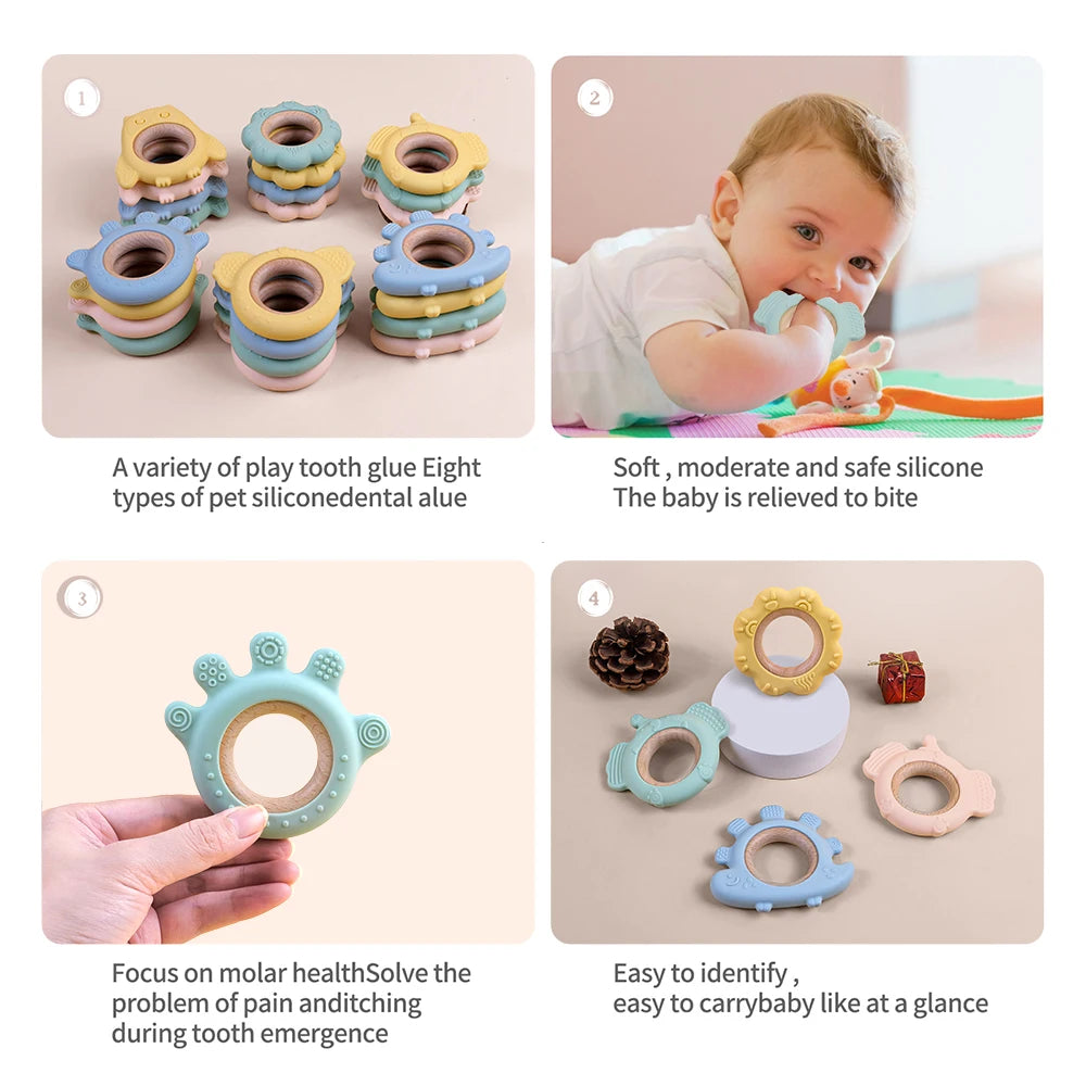 Silicone Frog and Deer Baby Teether Pendant