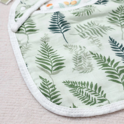 Soft Bamboo Cotton Muslin Baby Bib and Burp Cloth Set