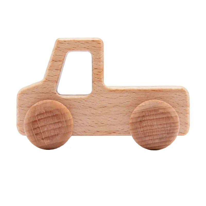 Wooden Cartoon Car Bus Montessori Push Toys Baby Gift