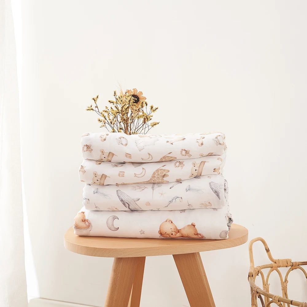 Thicker Bamboo Cotton Muslin Swaddle Baby Quilt