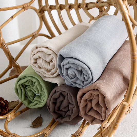 Solid Color Bamboo Cotton Muslin Baby Swaddle Blanket