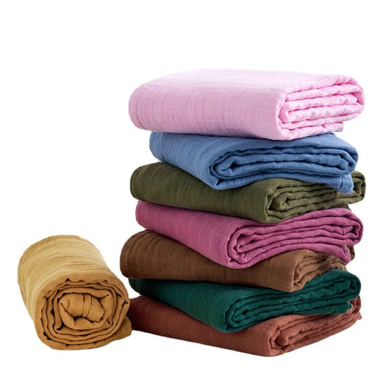 Solid Color Muslin Swaddle Baby Blanket Set