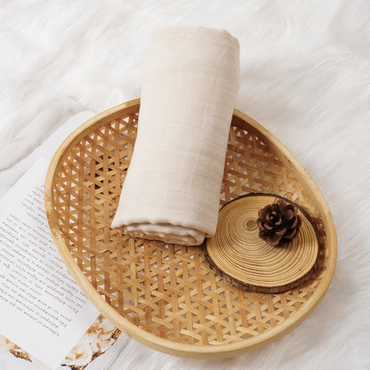 Solid Color Bamboo Cotton Muslin Baby Swaddle Blanket