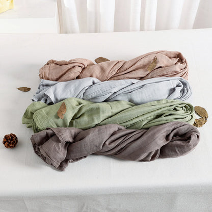 Solid Color Bamboo Cotton Muslin Baby Swaddle Blanket