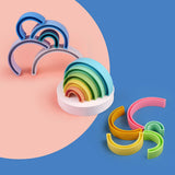 Silicone Rainbow Building Blocks Montessori Learning Toy