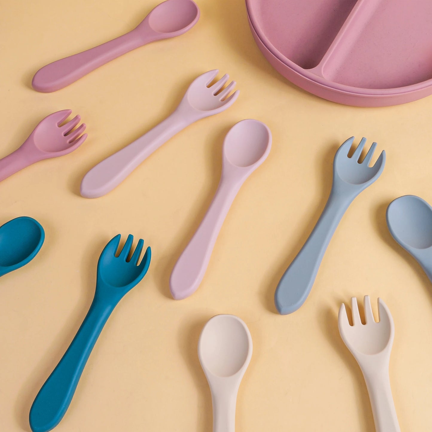 Soft Silicone Baby Spoon and Fork Set