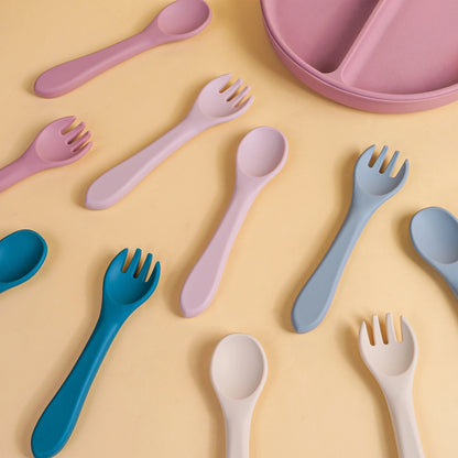 Soft Silicone Baby Spoon and Fork Set