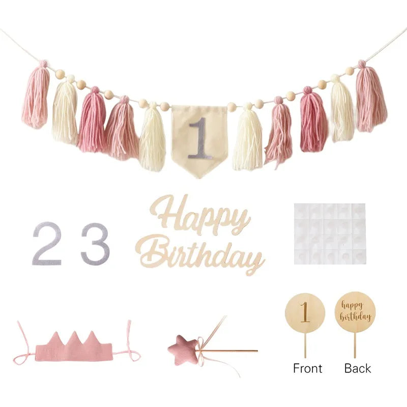 Baby Party Banner Tassel Pendant Set Birthday Decoration