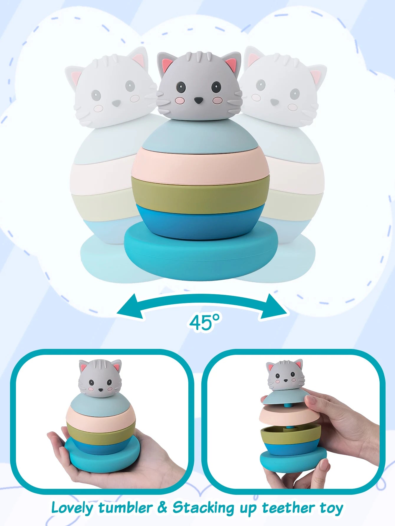 Silicone Stacking Block Toy Set with Fruit Shapes