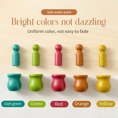 Montessori Wooden Barrel Doll Toys Color Matching Game