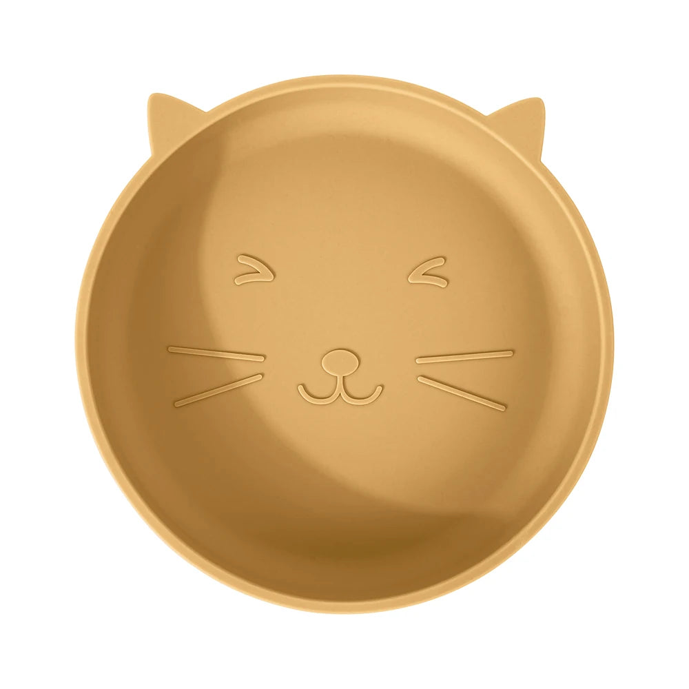 Silicone Baby Plate Cartoon Cat Feeding Bowl Kids Dishes