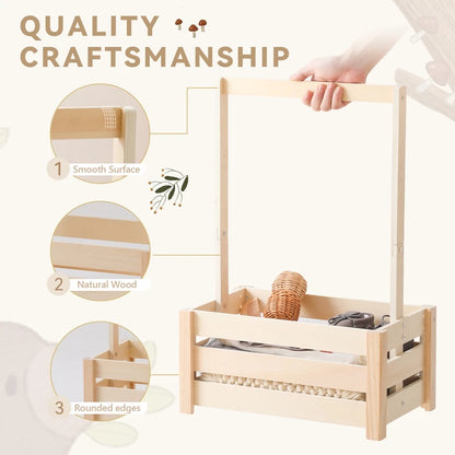 Wooden Baby Shower Storage Basket with Handle Organizer