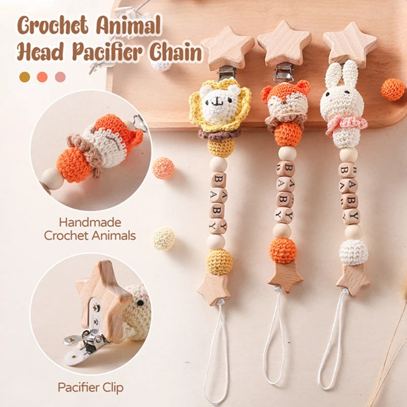 Baby Pacifier Chain Crochet Rabbit Handmade Holder Clip