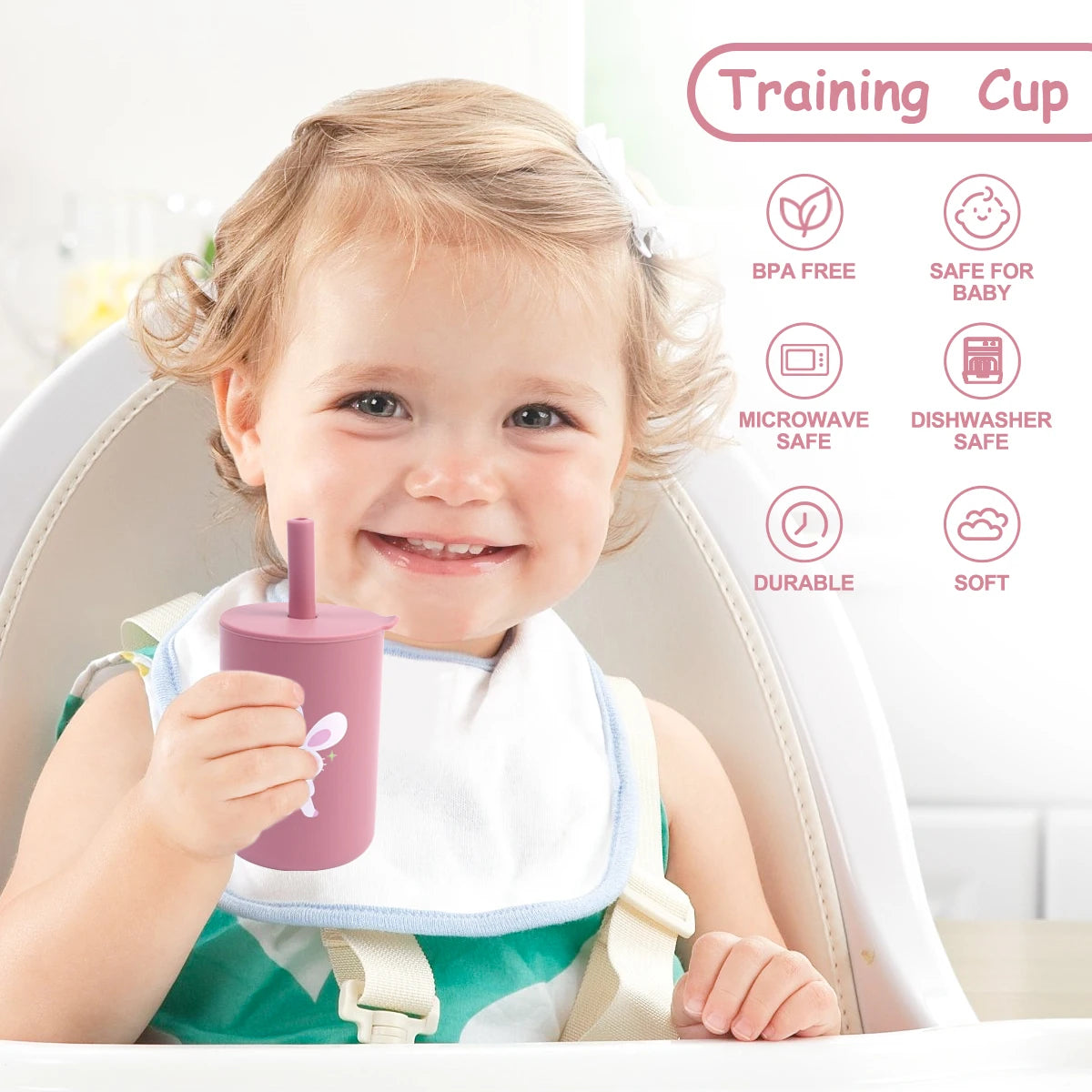 Silicone Baby Sippy Cup with Lid Leakproof Drinking Cup