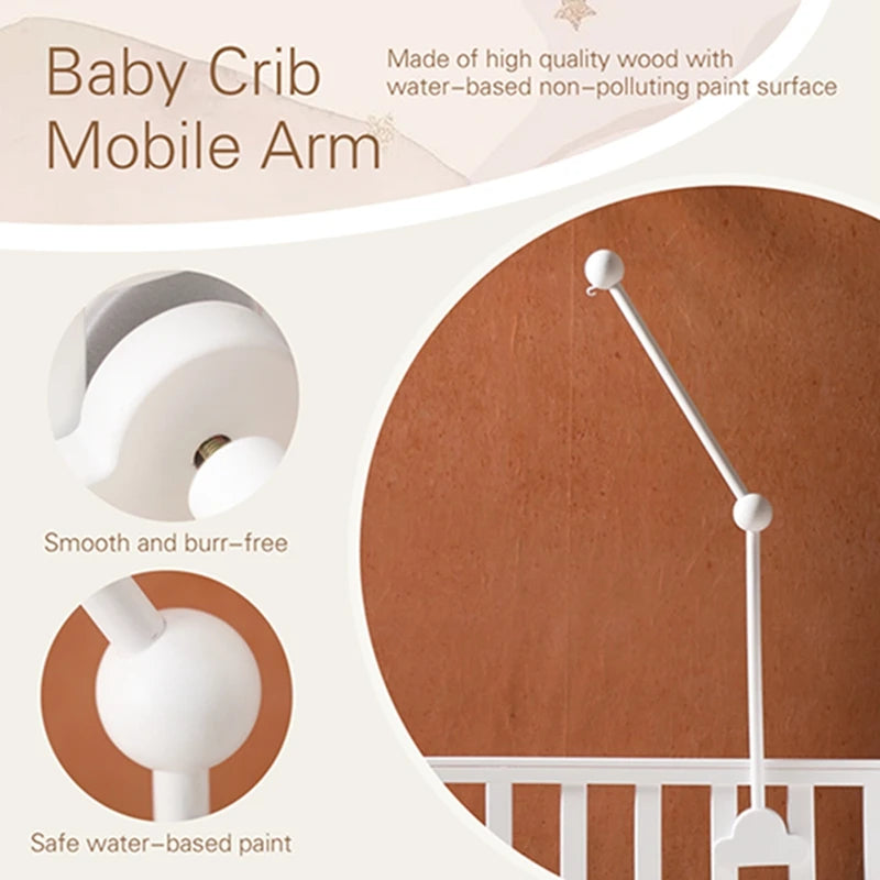 Wooden Cloud Bed Bell Bracket Mobile Holder for Newborns