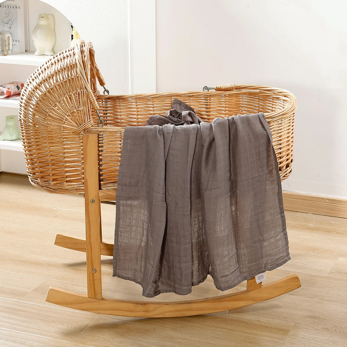 Solid Color Bamboo Cotton Muslin Baby Swaddle Blanket