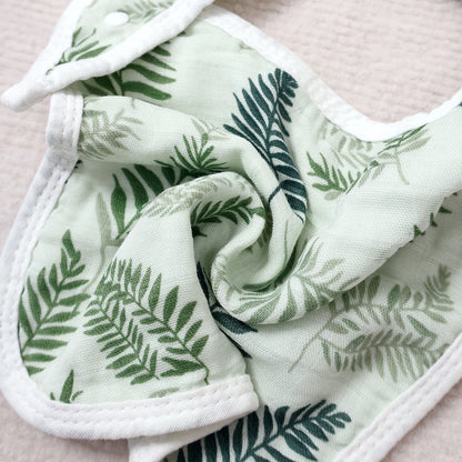 Soft Bamboo Cotton Muslin Baby Bib and Burp Cloth Set