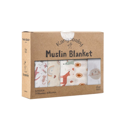 Bamboo Cotton Swaddle Blanket and Baby Bib Set