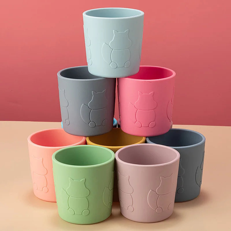 Silicone Baby Cup Cartoon Squirrel Leakproof Training Cup