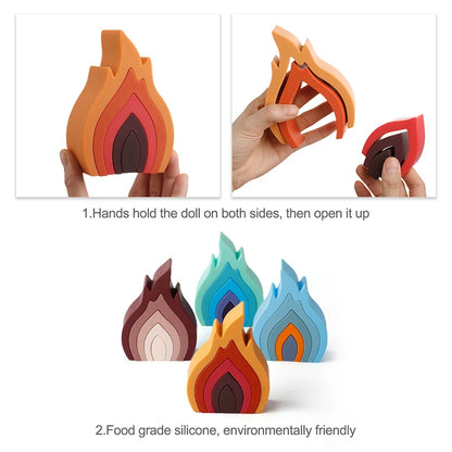 Montessori Wooden Rainbow Stacking Blocks Educational Toy