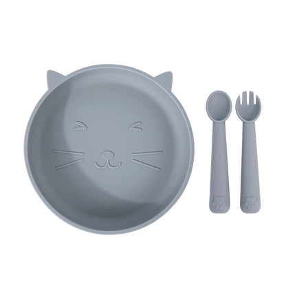 Baby Feeding Set Silicone Plate Spoon Fork Training Tableware