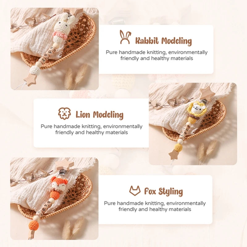 Baby Pacifier Chain Crochet Rabbit Handmade Holder Clip