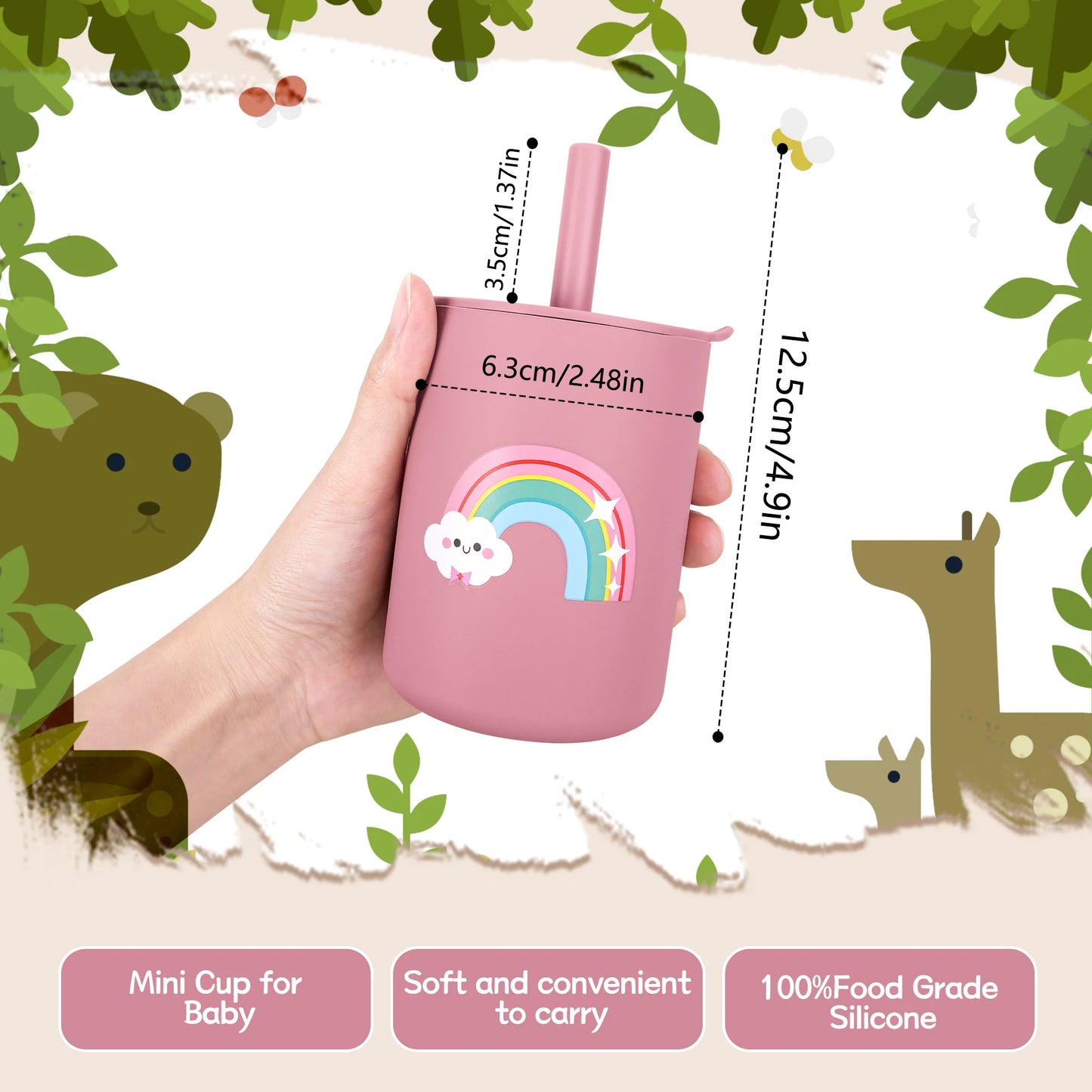 Silicone Baby Straw Cup Leakproof Toddler Water Bottle