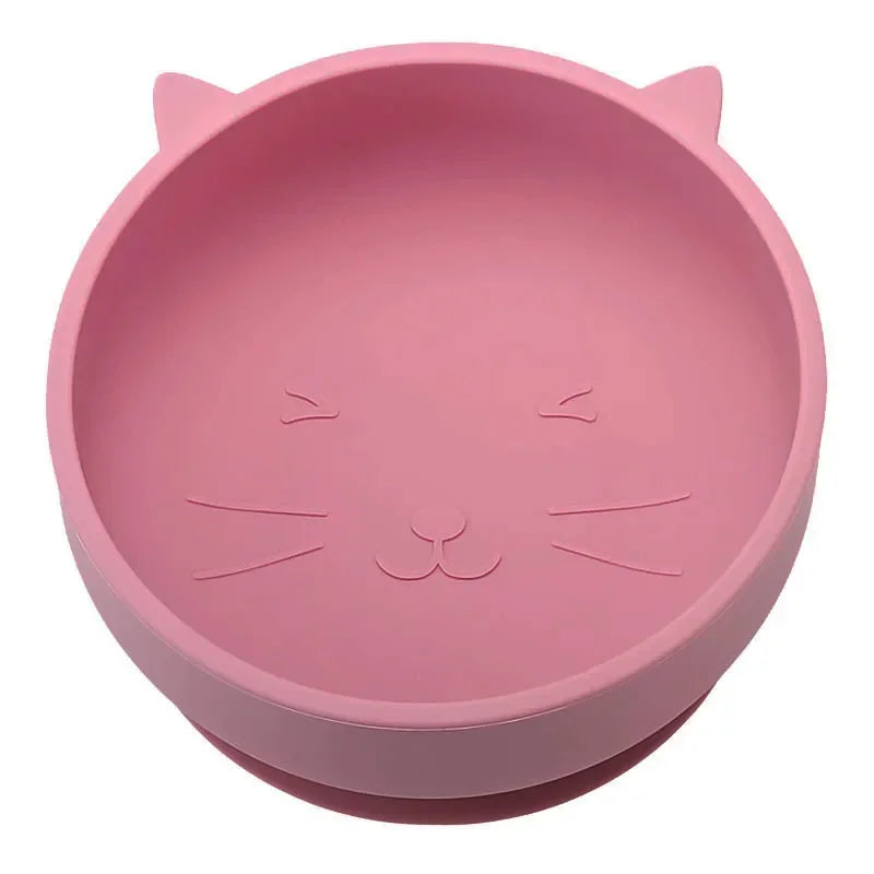 Baby Suction Bowl Cartoon Cat Design Training Tableware