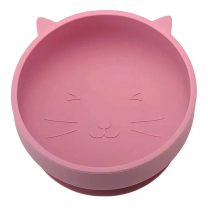Baby Suction Bowl Cartoon Cat Design Training Tableware