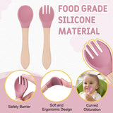 Silicone Baby Bowl Spoon Fork Set with Bib Feeding Essentials