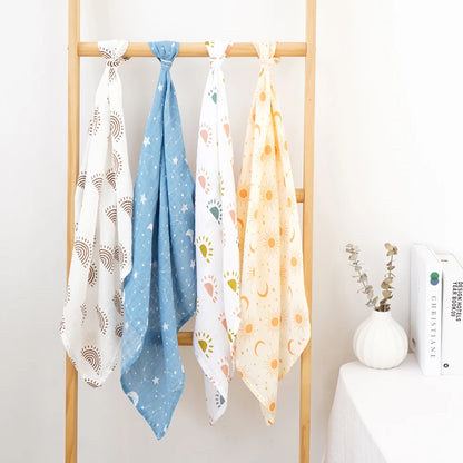 Cotton Muslin Baby Bib and Burp Cloth Scarf Set