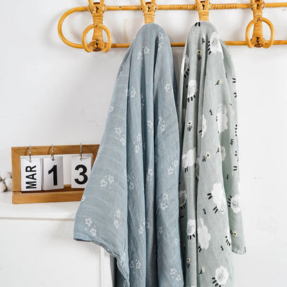 Bamboo Cotton Muslin Baby Swaddle Blanket Quilt