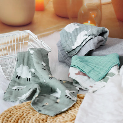 Bamboo Cotton Muslin Baby Towel and Burp Cloth Pack