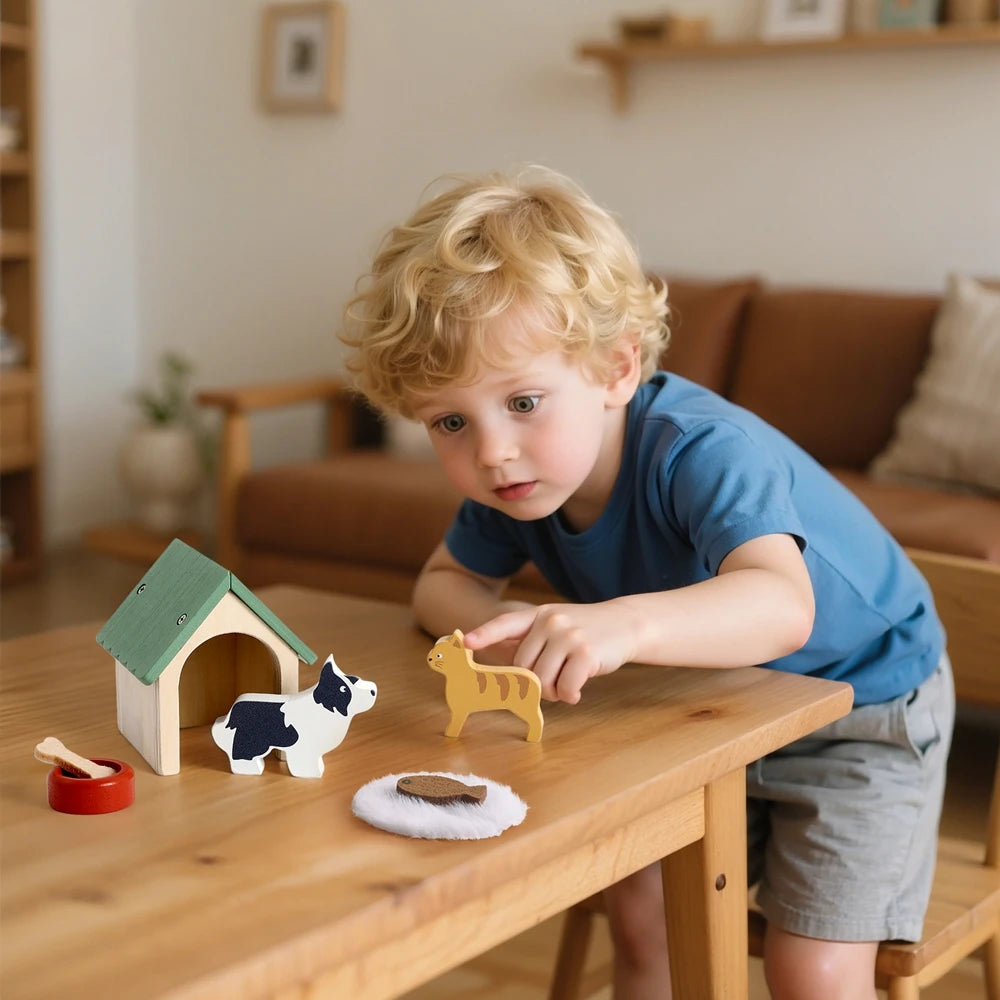 Wooden Animal Building Blocks Imaginative Play Scene Set