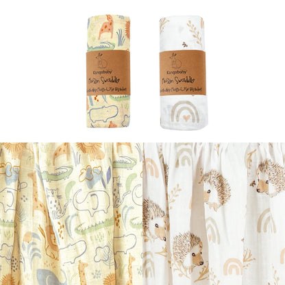 Double Layer Cotton Muslin Swaddle Baby Blanket Set