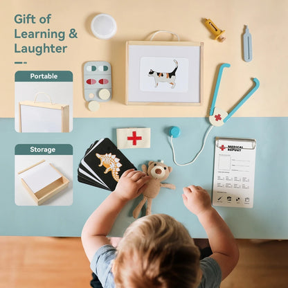 Wooden Doctor and Nurse Role Play Toy Set with Stethoscope