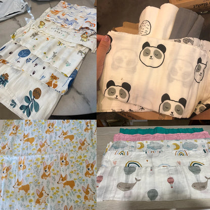Bamboo Cotton Muslin Blanket and Burp Cloth Set